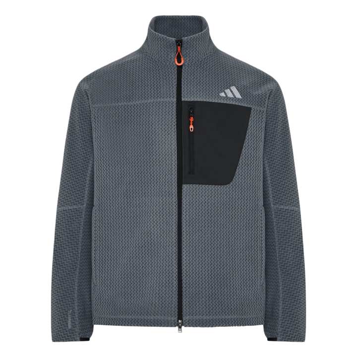 Adidas Adidas Terrex Fleece Tops Men's Asphalt Gray Stand Collar Moderate