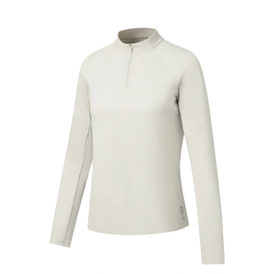 Li-Ning Li Ning Gold Logo | T Shirts Women's White Birch Gray Half Turtleneck Moderate