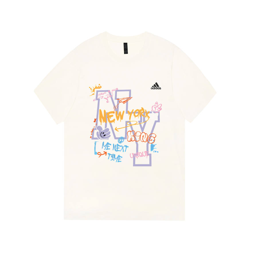 Adidas Adidas MUST HAVES T Shirts Unisex Ecru Crew Neck Moderate Straight Fit