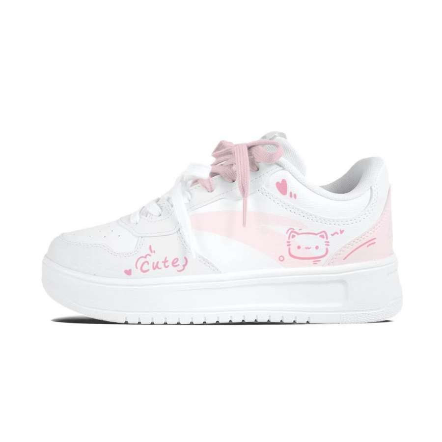 ANTA Easy Skateboard Shoes Unisex Low Top Gray Pink