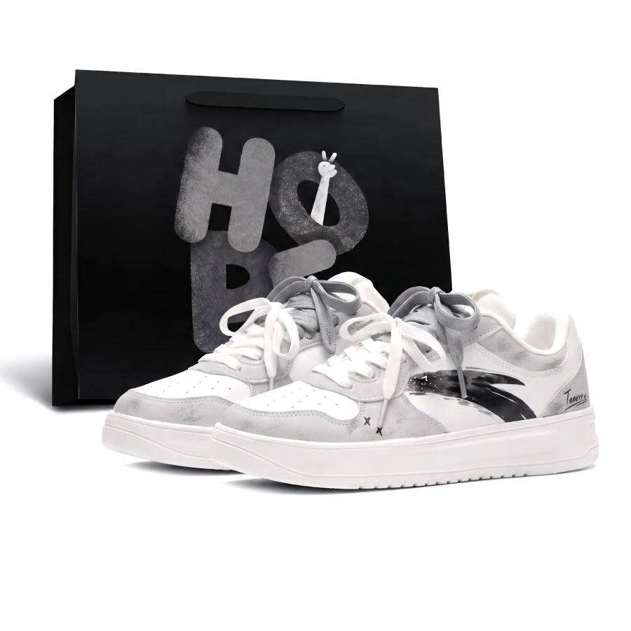 ANTA Easy Skateboard Shoes Unisex Low Top White, Gray, Black