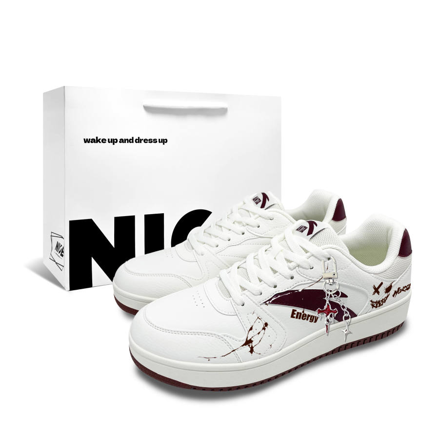 ANTA Little Zero Feeling Skateboard Shoes Unisex Low Top White Red Colorway