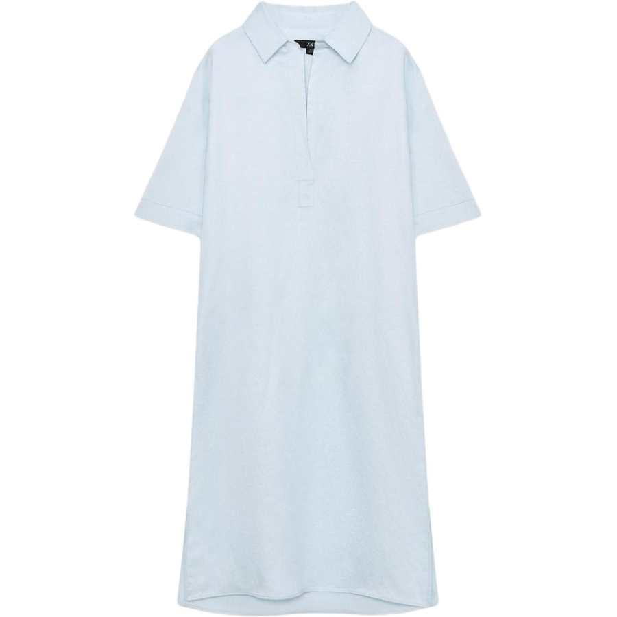 ZARA ZW Shirts Women's Light Blue Lapel Moderate