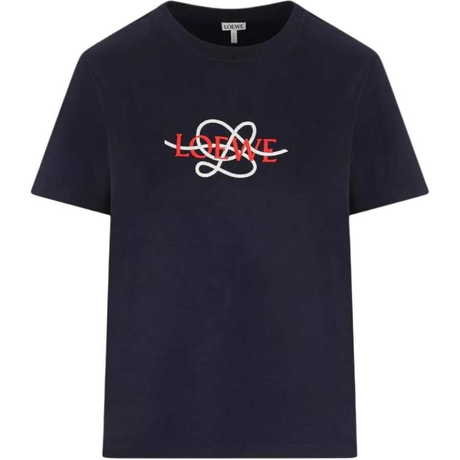 LOEWE T Shirts Women's Blue Crew Neck Moderate Straight Fit