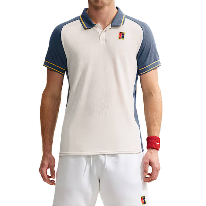 Nike Nike COURT HERITAGE Tennis Tops Men's New Slate/Phantom Polo Collar Moderate