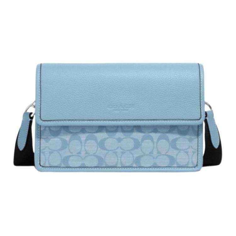 COACH Turner Fabric With Leather Crossbody Bags Medium Women's Light Blue