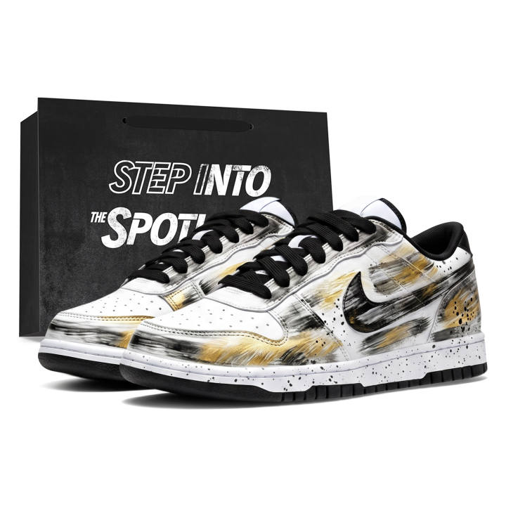 Nike Nike Big Skateboard Shoes Unisex Low Top Black Gold, White
