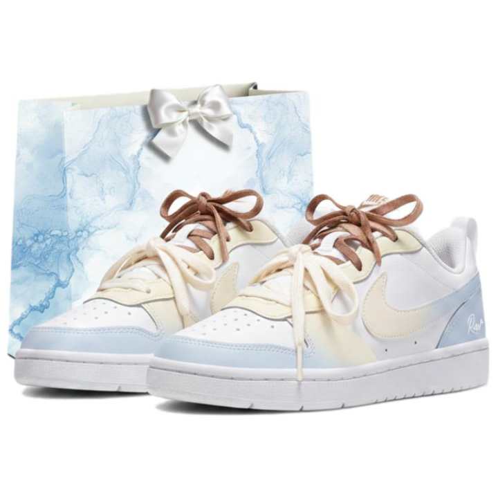 Nike Nike Court Borough Skateboard Shoes Women's Low Top Blue Yellow