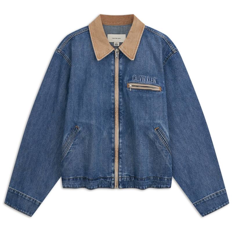 Calvin Klein Denim Jackets Men's 8WO Denim Blue Lapel Moderate