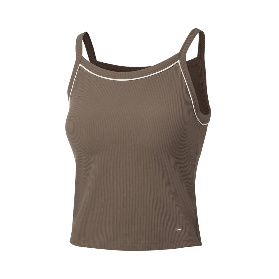 Li-Ning Li Ning Fitness Series Sleeveless Sports Shirts Women's Dark Tea Brown Crew Neck Moderate