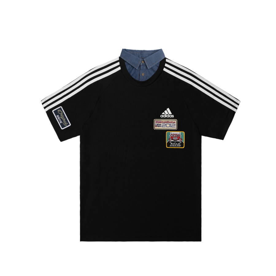 Adidas Adidas Football T Shirts Men's Black Lapel Moderate
