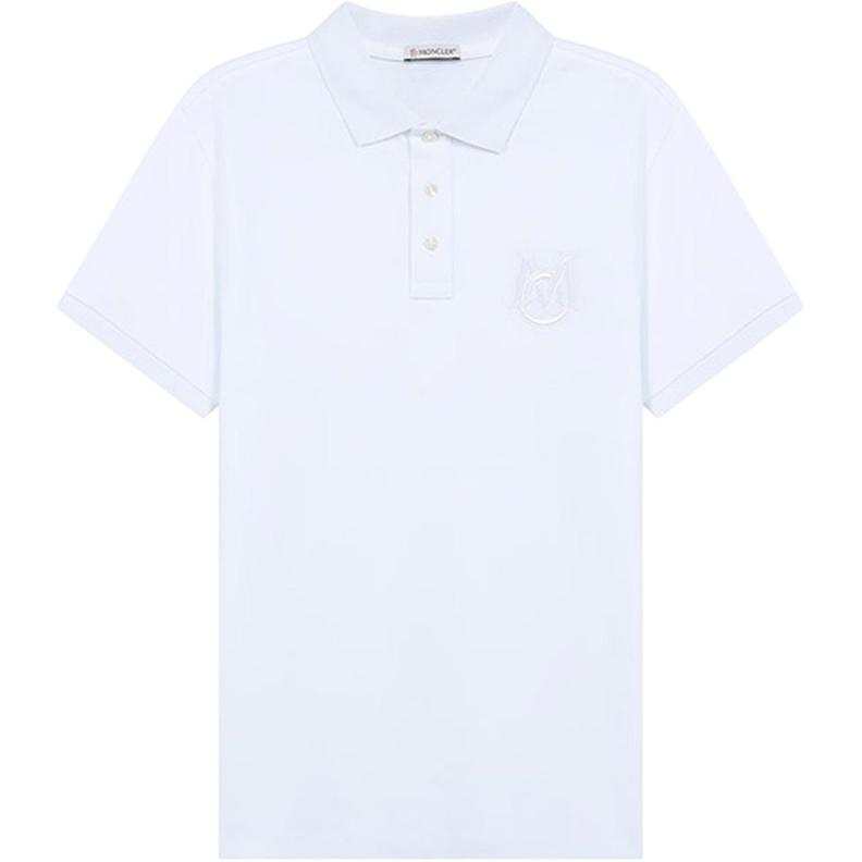 Moncler Polo Shirts Men's White Lapel Moderate Straight Fit