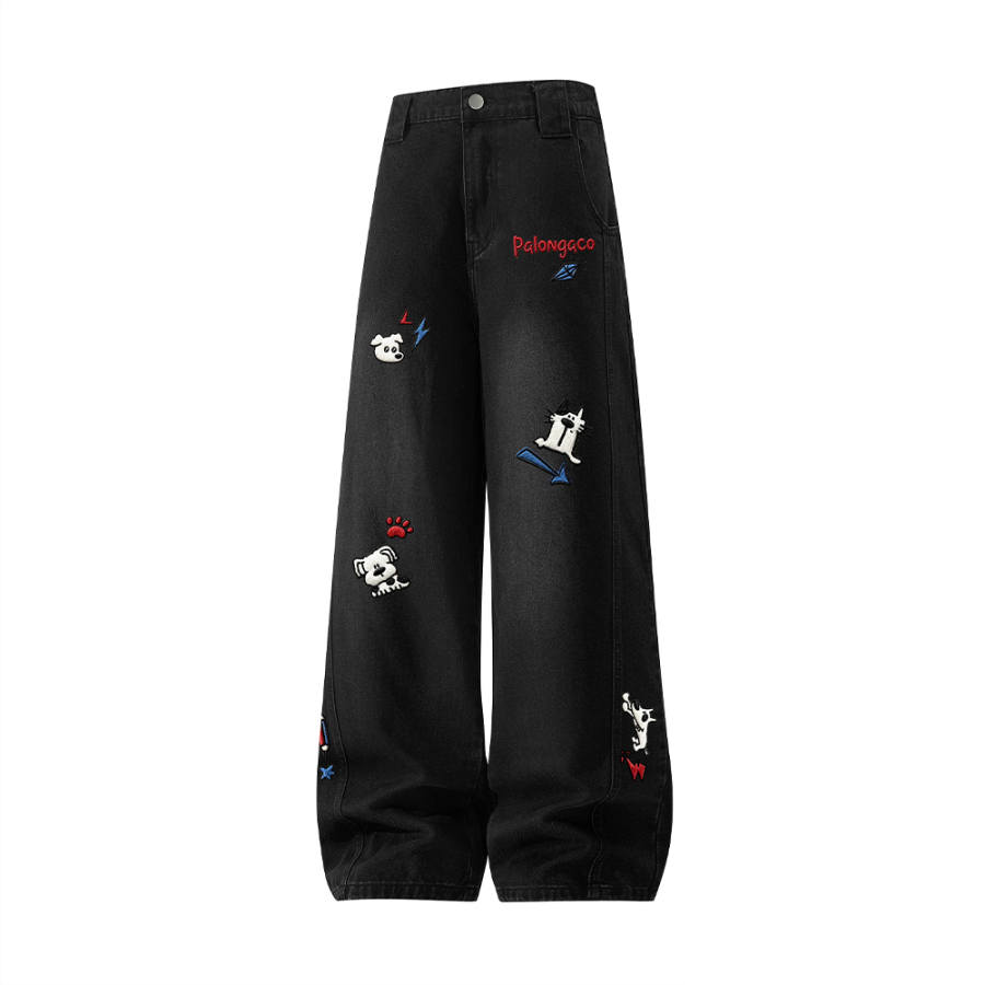 PAL ONGACO Jeans Unisex Moderate Wide Leg Pants