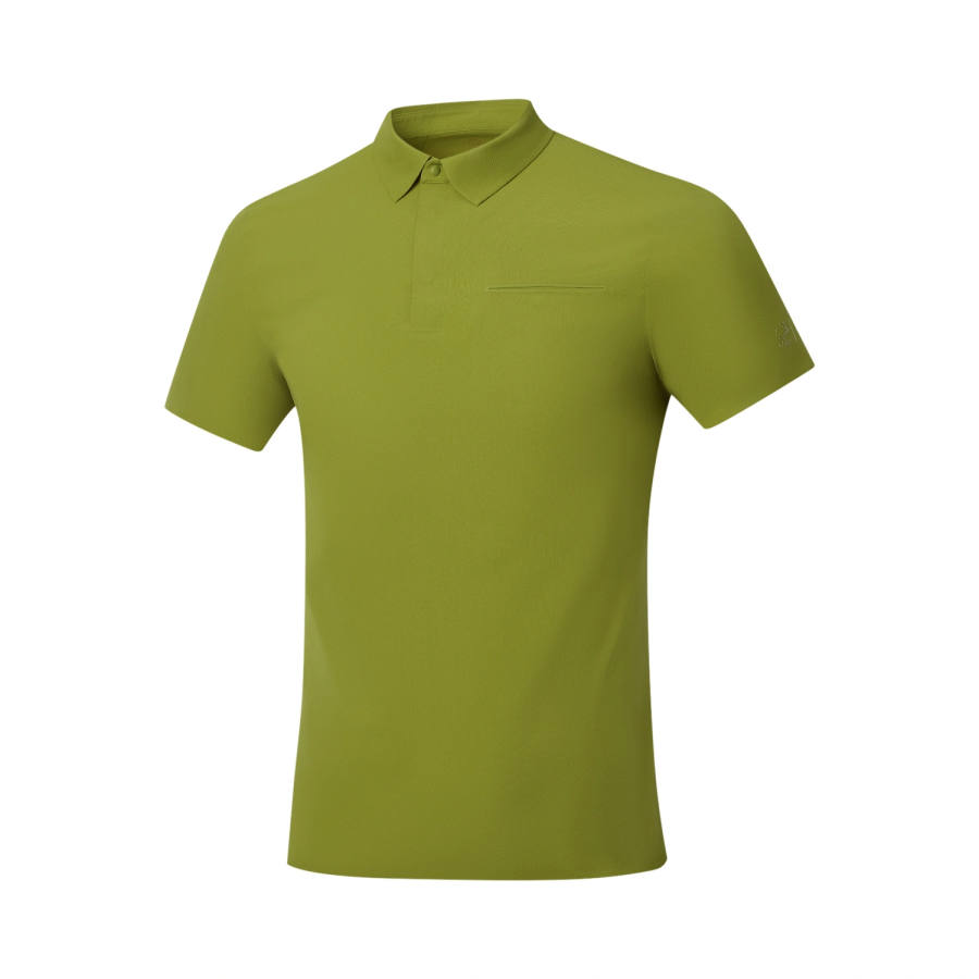 Li-Ning Li Ning Polo Shirts Men's Yellow Pine Green Polo Collar Moderate