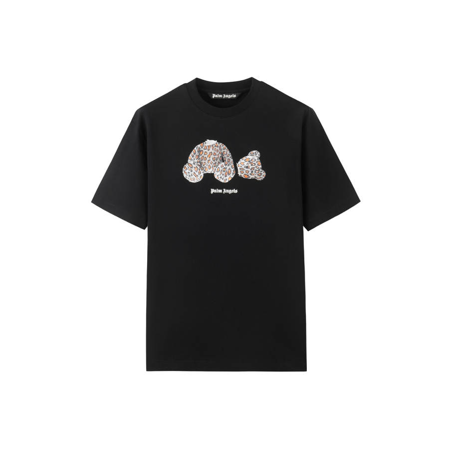 PALM ANGELS T Shirts Men's Black Crew Neck Moderate Straight Fit