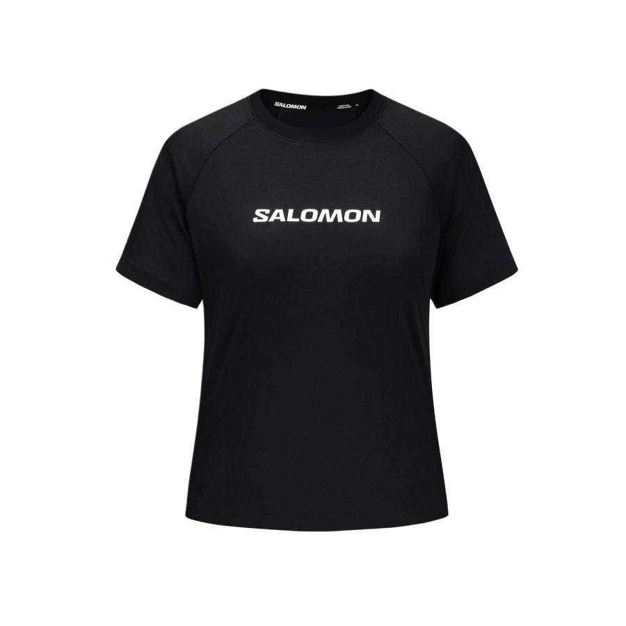 SALOMON T Shirts Women's Pitch Black Crew Neck Moderate