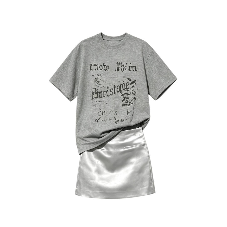 TUSHIFEI Two Piece Skirt Sets Women's Crew Neck Moderate Short Skirt