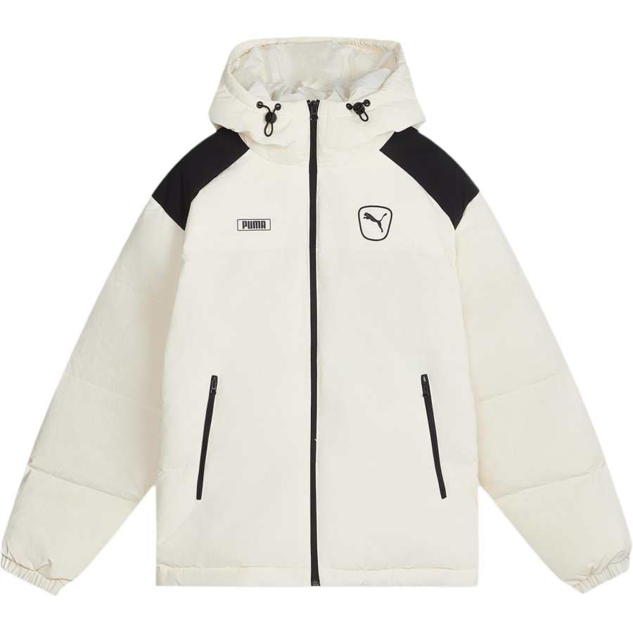 PUMA Down Jackets Unisex White Hooded Non Detachable Moderate