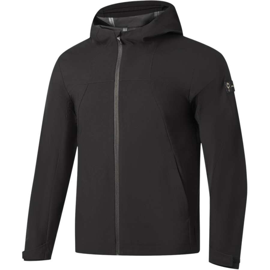 Li-Ning Li Ning Gold Logo | Jackets Men's Black Hooded Non Detachable Moderate