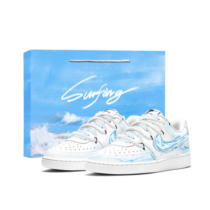 Nike Nike Court Vision Skateboard Shoes Unisex Low Top White/Blue