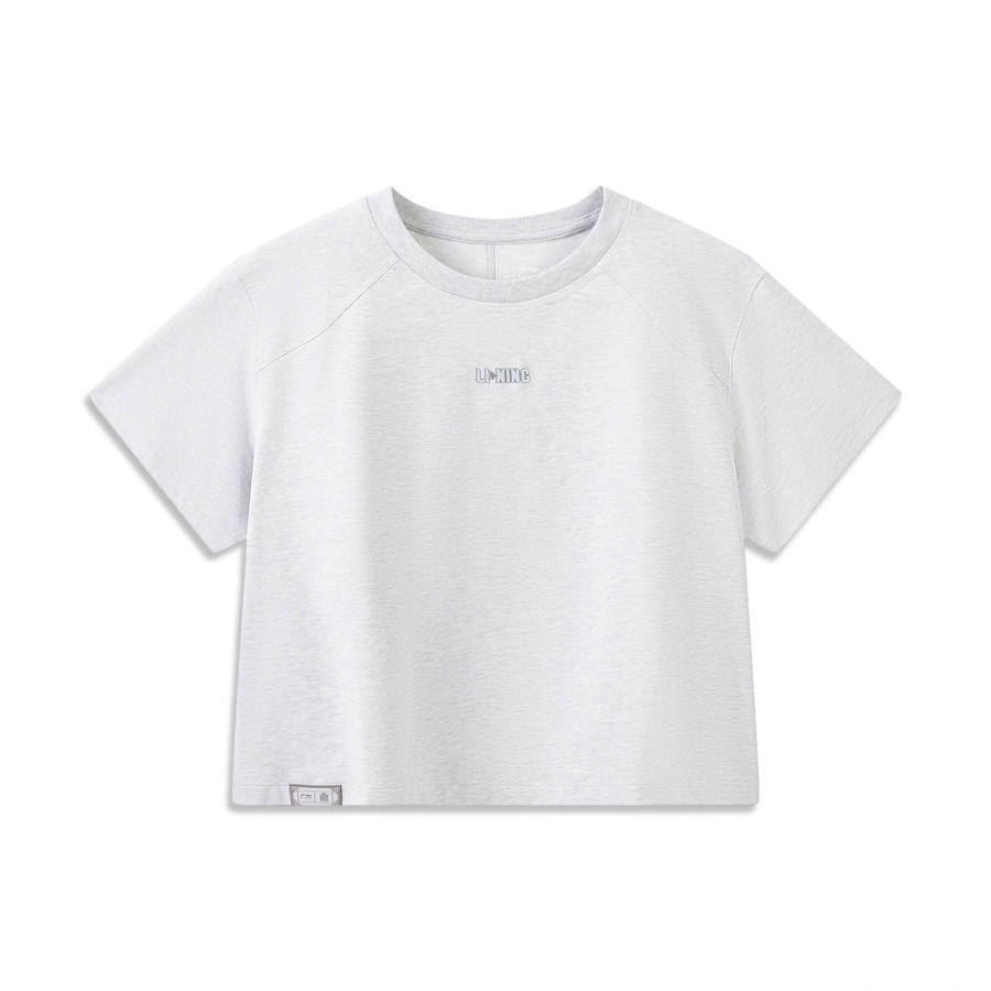 Li-Ning Li Ning Sports Life Collection T Shirts Women's Heather Gray Crew Neck Moderate