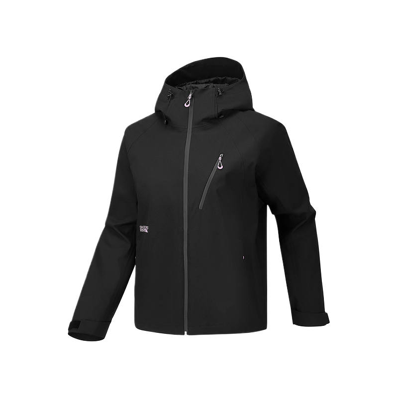 Skechers Windbreaker Jackets Women's Carbon Black 0018 Hooded Non Detachable Moderate