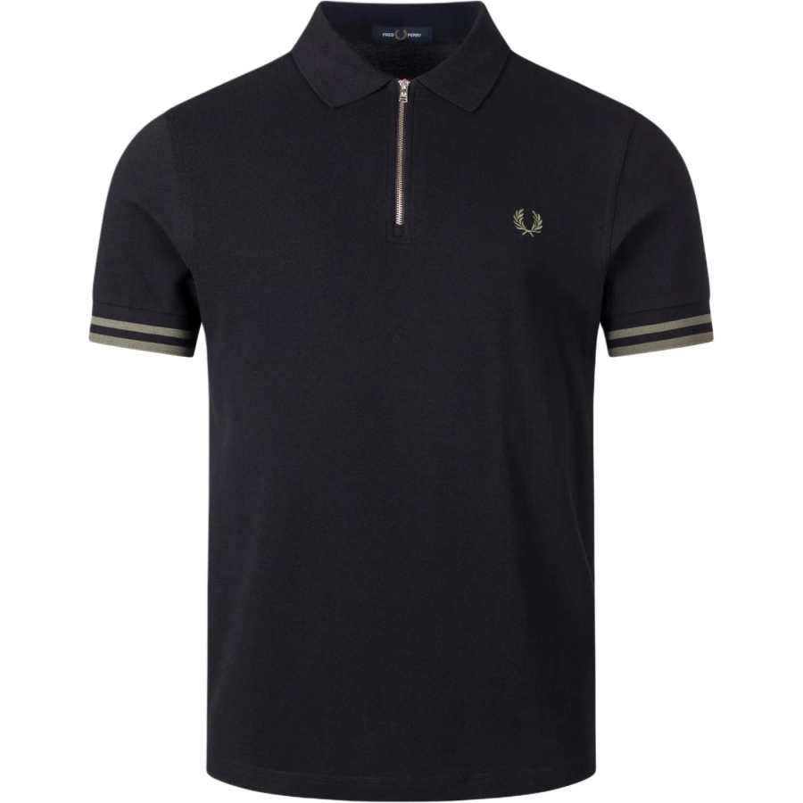 FRED PERRY Polo Shirts Men's Black Polo Collar Moderate Straight Fit