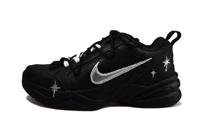 Nike Nike Air Monarch 4 Chunky Sneakers Men's Low Top Black & Silver White Color Block