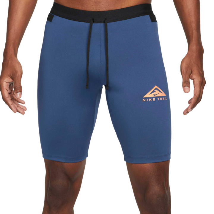 Nike Nike Dri FIT Trail Solar Chase Sports Shorts Men's Mysterious Marine Blue/Limestone Gray/Psychedelic Orange Moderate