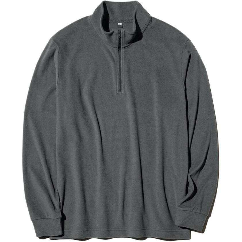 UNIQLO T Shirts Men's 08 Dark Gray Stand Collar Moderate