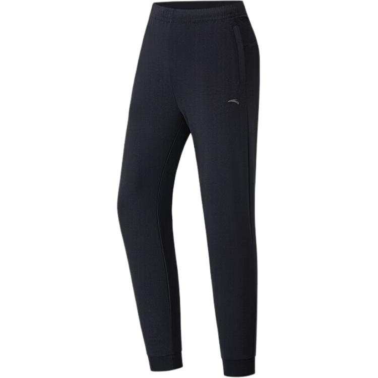 ANTA Knitted Sweatpants Women's Black Moderate Cuffed Pants