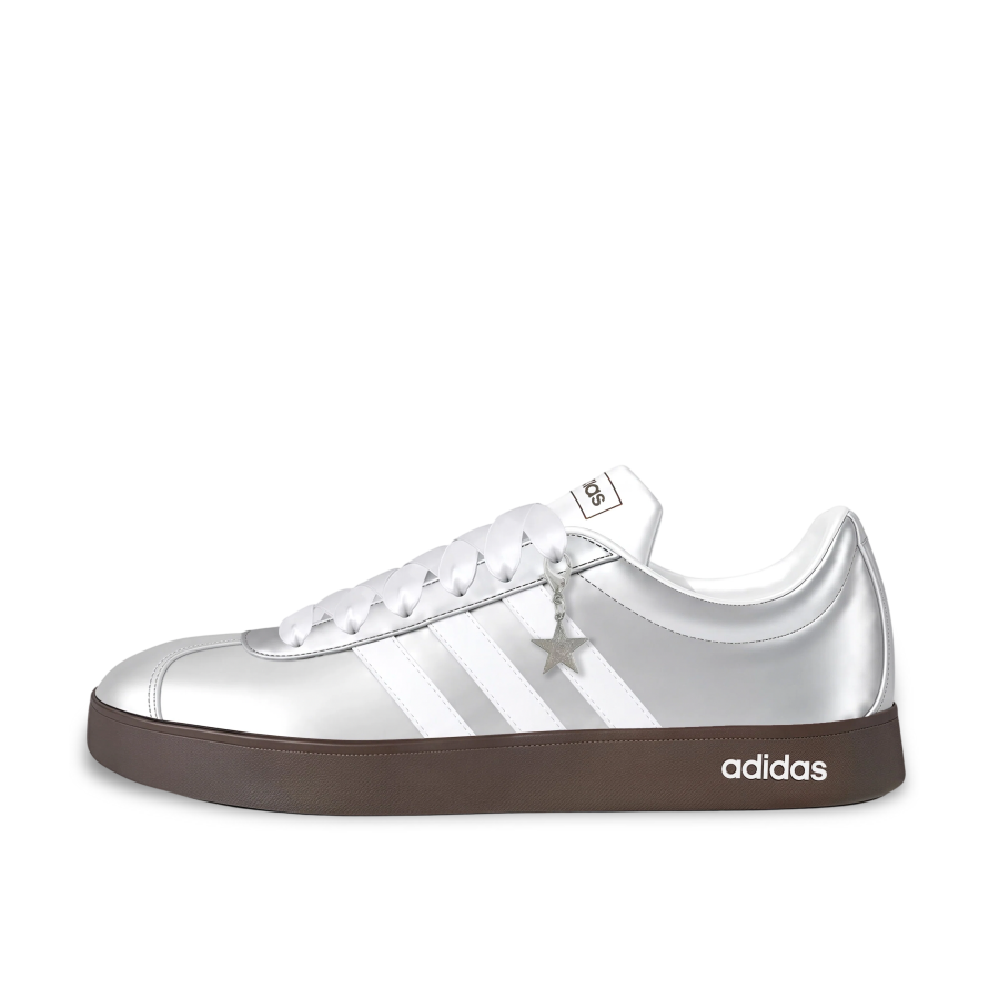 Adidas Adidas Vl Court Classic German Army Trainers Women's Low Top Silvery White