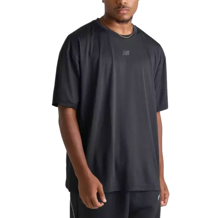 New Balance New Balance Quick Dry T Shirts Men's Black/Gray Crew Neck Moderate