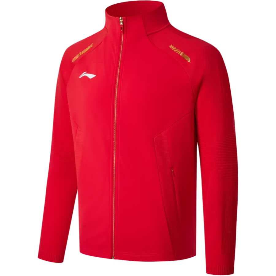 Li-Ning Li Ning Jackets Unisex Vermilion Stand Collar Moderate Straight Fit