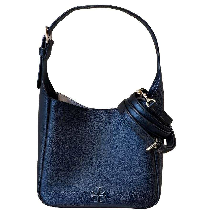 TORY BURCH Thea Brand Logo Leather Shoulder Bag Small Women's Black