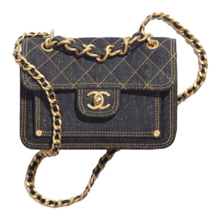 CHANEL Denim Crossbody Bags Women's Black