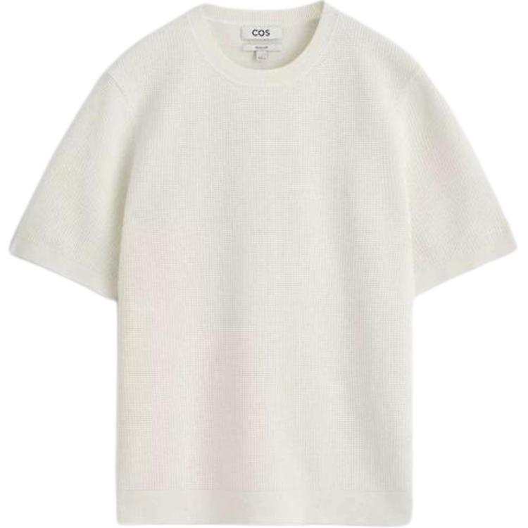 COS T Shirts Men's Ecru Crew Neck Moderate Straight Fit