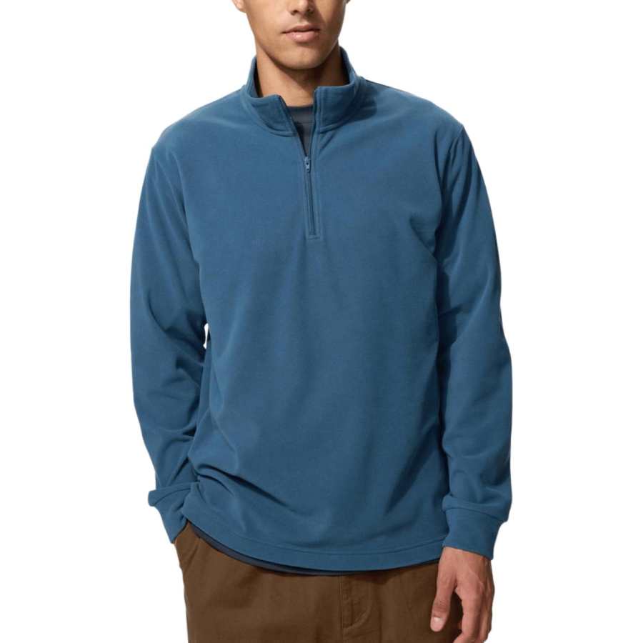 UNIQLO T Shirts Men's Royal Blue Stand Collar