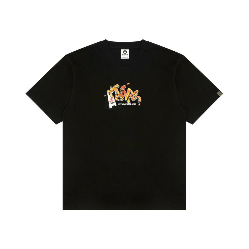Aape T Shirts Men's Black BKX Crew Neck Moderate Straight Fit
