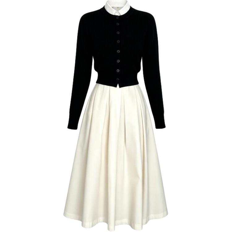 CHARM GLOW Two Piece Skirt Sets Women's Crew Neck Moderate Long Skirt