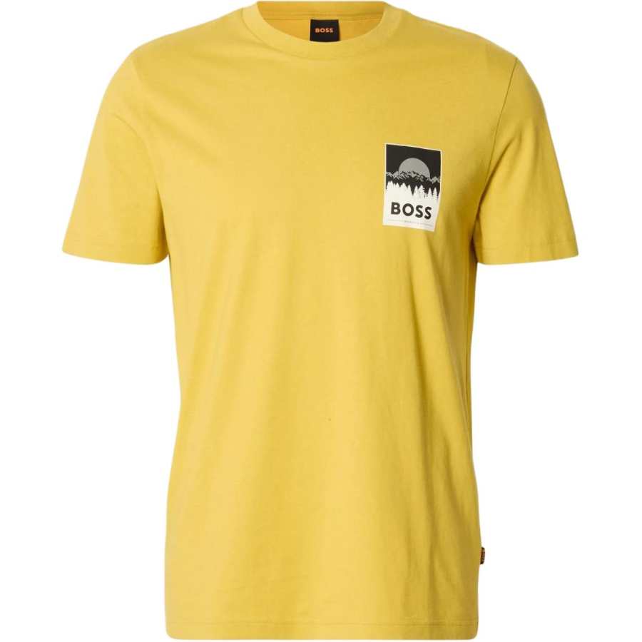 HUGO BOSS T Shirts Men's Yellow Crew Neck Moderate Straight Fit