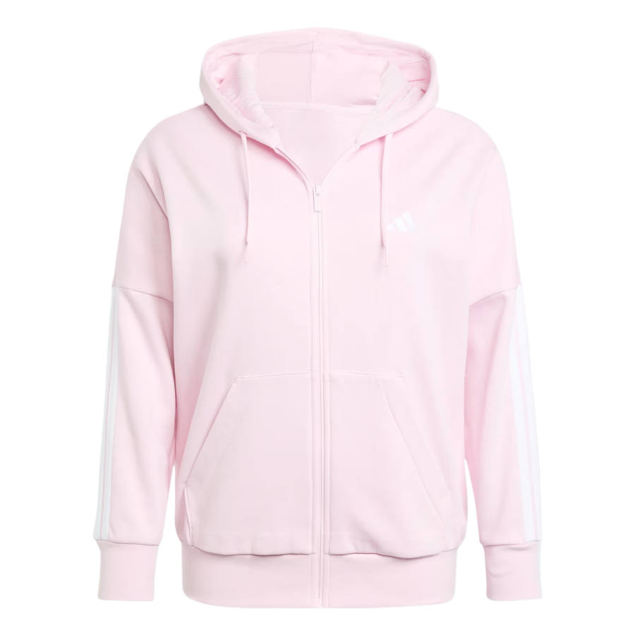 Adidas Adidas ESSENTIALS 3 Stripes Sweatshirts Women's Transparent Pink/White Hooded Non Detachable Moderate