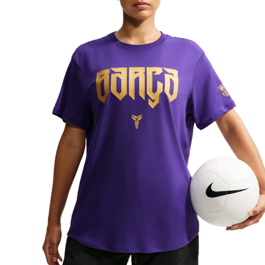 Nike Nike T Shirts Women's Wild Purple/Wild Purple/Metal Gold Crew Neck Moderate