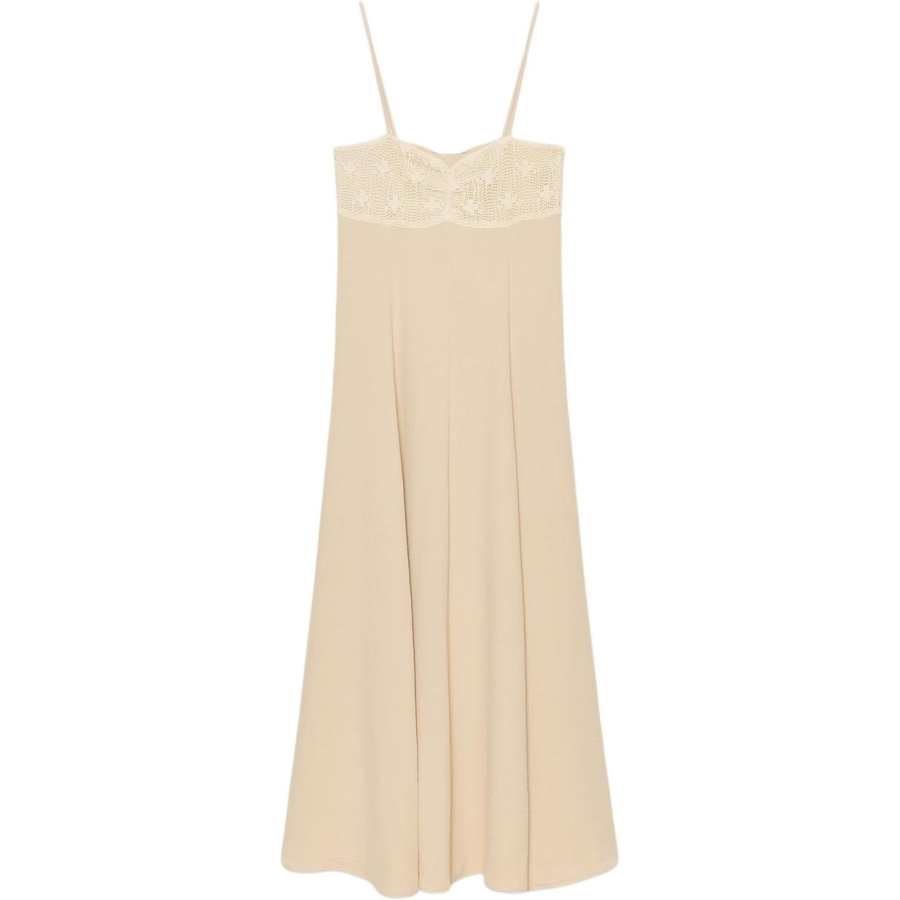 ZARA Slip Dresses Women's White Moderate Long Skirt