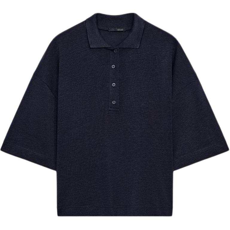 ZARA Polo Shirts Women's Sea Blue Lapel