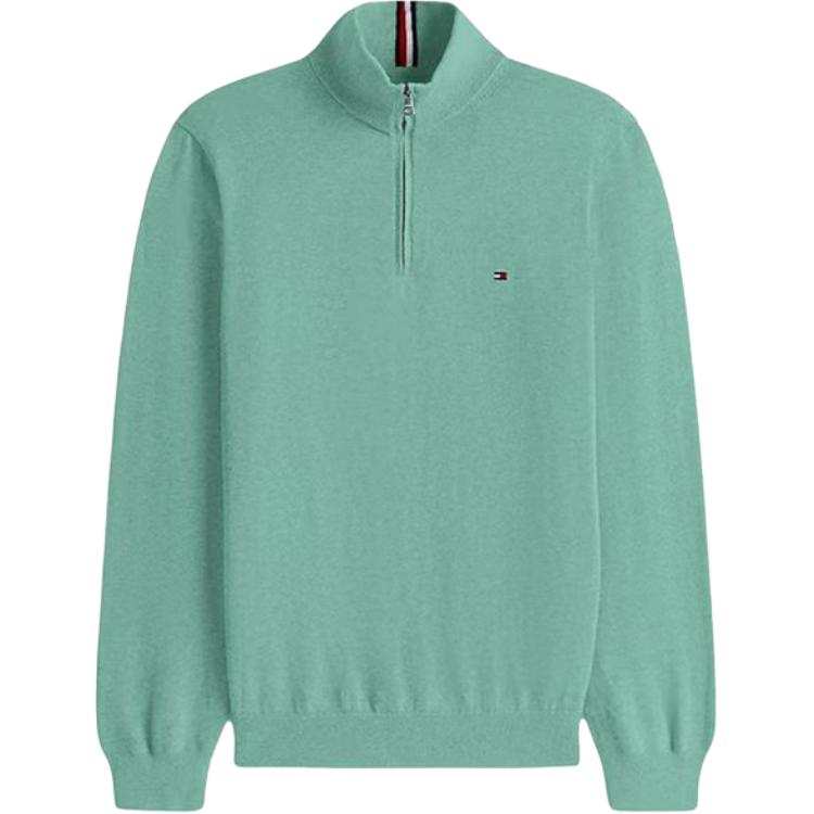Tommy Hilfiger Knitwear Men's Mint Green Stand Collar Moderate