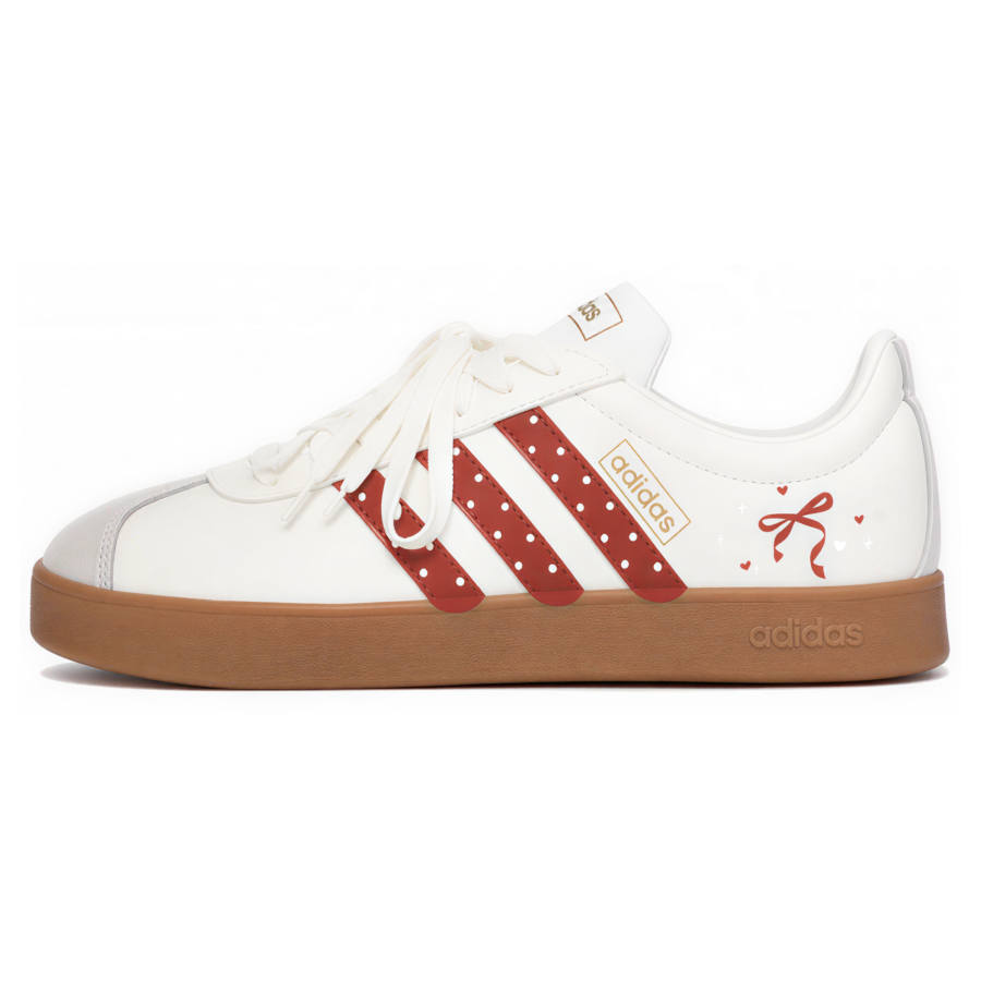 Adidas Adidas Vl Court Classic Skateboard Shoes Unisex Low Top Beige/Red/White