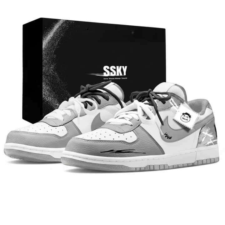 Nike Nike Big Skateboard Shoes Men's Low Top Gray/White/Black
