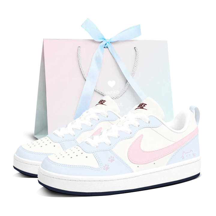 Nike Nike Court Borough Skateboard Shoes Women's Low Top Blue Pink