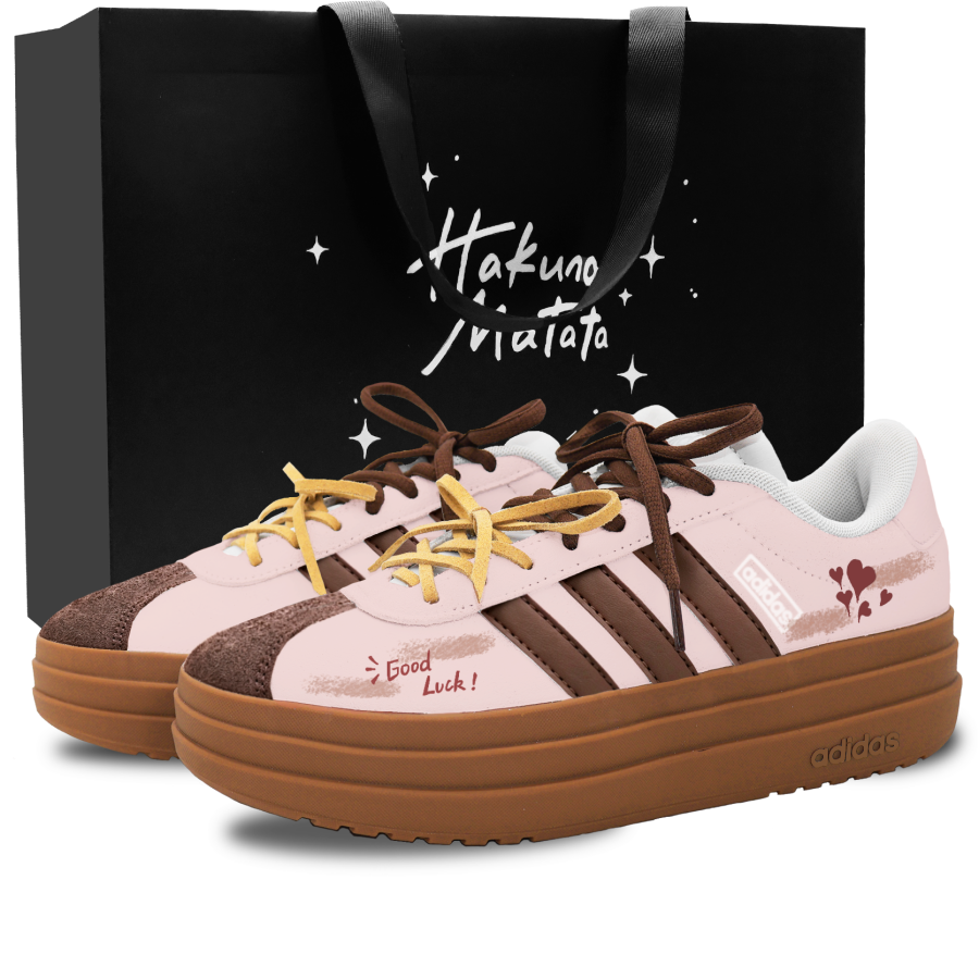 Adidas Adidas VL Court Bold Skateboard Shoes Women's Low Top Pink/Brown/Yellow